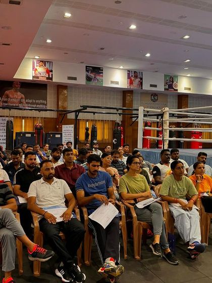 A room full of attentive coaches at the Boxing Federation of India workshop. It's a privilege to work with individuals so dedicated to their craft.