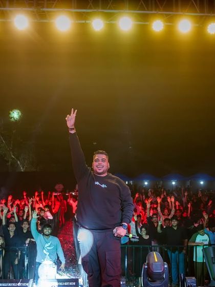 Connecting with the massive crowd at RGIT. I make sure to engage with everyone, making the party feel personal even on a huge scale.