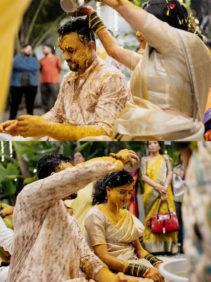 Joyful moments from Haldi ceremonies hosted at my venues. Whether in the grand lawn of The Farmhouse Collective or the cozy setting of The Backyard, there's plenty of space for this fun-filled tradition.