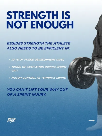 Strength is not enough to prevent hamstring injuries. Athletes also need a high rate of force development (RFD), precise timing of muscle activation, and fine motor control. You cannot simply lift your way out of a sprint injury.