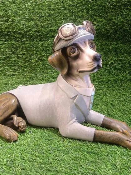 Another view of the relaxing dog showpiece, a captivating centerpiece for any space.
