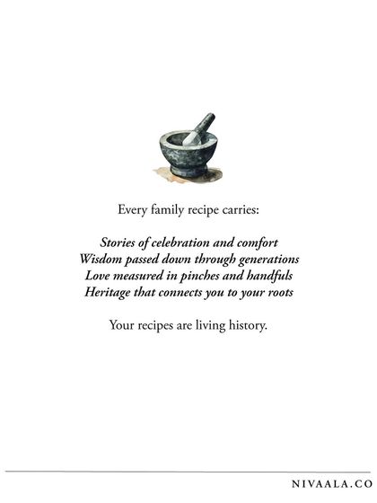 Nivaala - Recipe Preservation & Keepsakes Our Story: Why We Preserve photo 24
