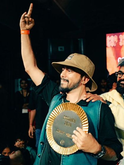 The Concept Master winner of Foundry 2024, celebrating his victory. This event recognizes not just technical skill but also creativity and originality.