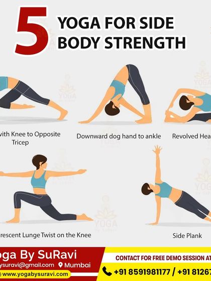 We teach five yoga poses for side body strength, including Side Plank and Triangle Pose, to improve core stability and balance.