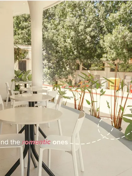 Our outdoor patio seating is perfect for the romantic ones who want to enjoy the fresh air and greenery.