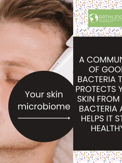 Your skin microbiome is a community of good bacteria that protects your skin from bad bacteria and helps it stay healthy.