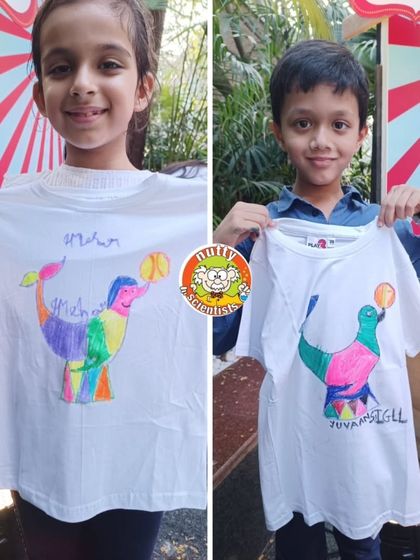 More amazing creations from a T-shirt painting party. It's a great way for kids to express their artistic side and take home a memorable, wearable craft.