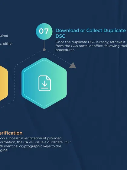 After the CA verifies the information, they will issue a duplicate DSC. We then download or collect the new certificate from the CA's portal or office, completing the process for you.