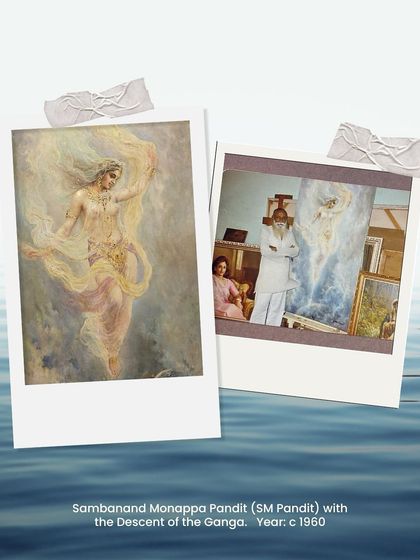 This image pairs S.M. Pandit's masterpiece with a rare photograph of the artist himself. It underscores our belief that conservation is not just about the object, but also about preserving the artist's legacy and story.
