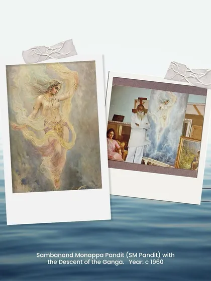 This image pairs S.M. Pandit's masterpiece with a rare photograph of the artist himself. It underscores our belief that conservation is not just about the object, but also about preserving the artist's legacy and story.