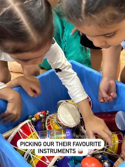 The best part of the party is when I bring out the big blue box of instruments. Seeing the children's faces light up as they rush to pick their favorite drum or shaker is just the best feeling.