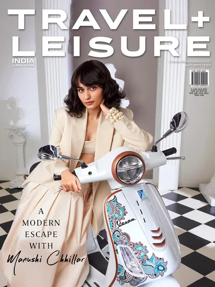 For this Travel + Leisure cover with Manushi Chhillar, we created a modern and chic look. The neutral-toned suit paired with a classic Vespa embodies a spirit of stylish, contemporary escape.