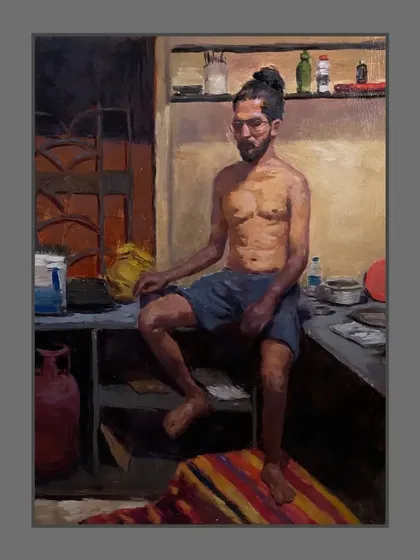 A high-quality image of the "Bachelor" painting, ideal for seeing the details of the brushwork and composition.