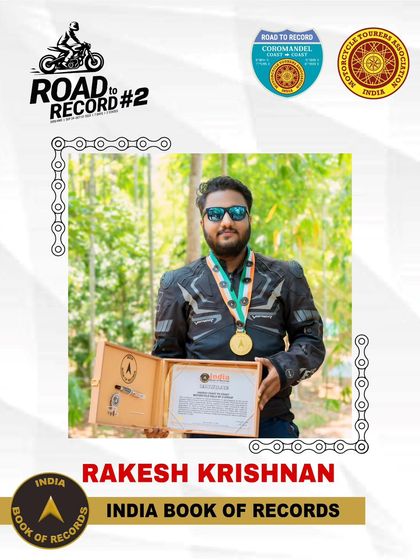Congratulations to our member Rakesh Krishnan for officially becoming an India Book of Records holder after completing the 'Road to Record 2' rally.