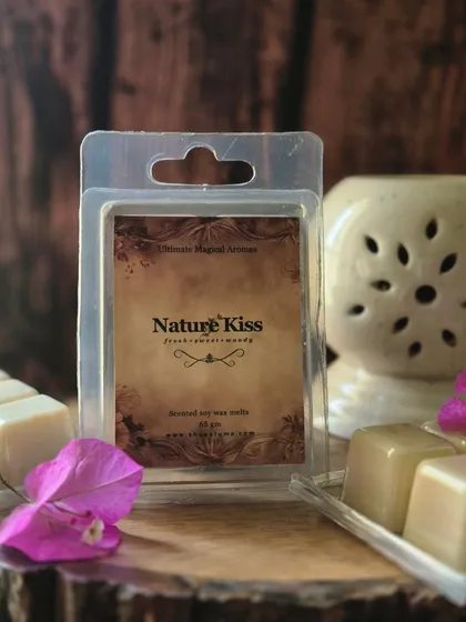 My 'Nature Kiss' wax melts, shown here with a ceramic warmer. If it's too hot to light a candle, these are the perfect solution. No spark, no fire, just fragrance you’ll admire.