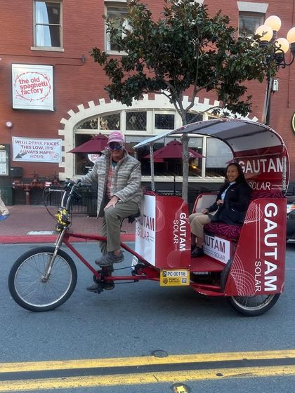 A branded pedicab offering rides in San Diego during Intersolar USA. This creative marketing helped us connect with attendees across the city.