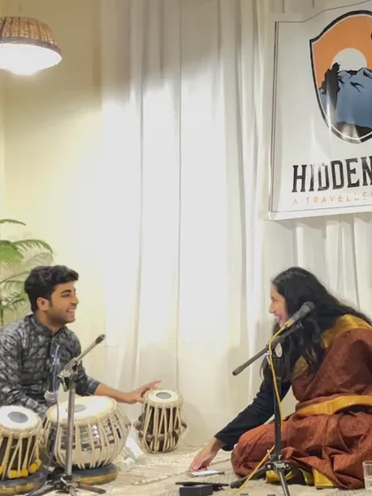 A candid moment of interaction with the vocalist between songs.
