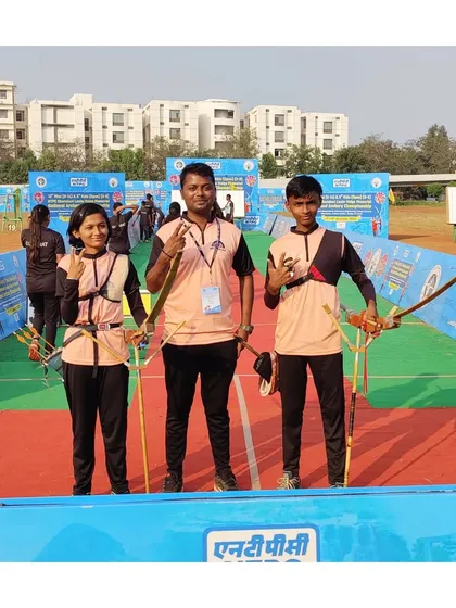 Posing with two members of the Maharashtra team at the national competition in Vijayawada. Representing our state is a great honor.