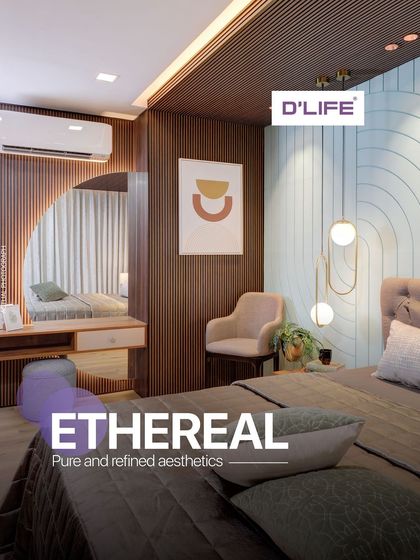 Ethereal, pure, and refined aesthetics. This bedroom, with its unique wall paneling and soft lighting, is a serene sanctuary designed for tranquility.
