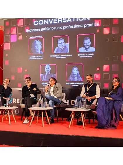 Our founder, Rachna Agarwal, participating in a panel discussion at FOAID 2024. Engaging with students and fellow industry leaders is a vital part of our commitment to giving back to the design community and shaping the future of our profession.