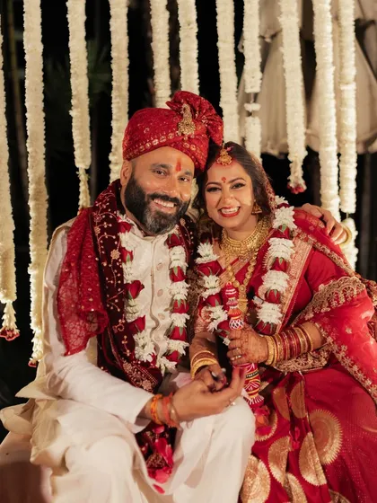 The beautiful smiles of Akanksha and Rajesh from Bangalore tell a story of shared dreams. Their connection, which began here, was built on a love for spirituality and purpose, showing the kind of joyful partnerships we help nurture.