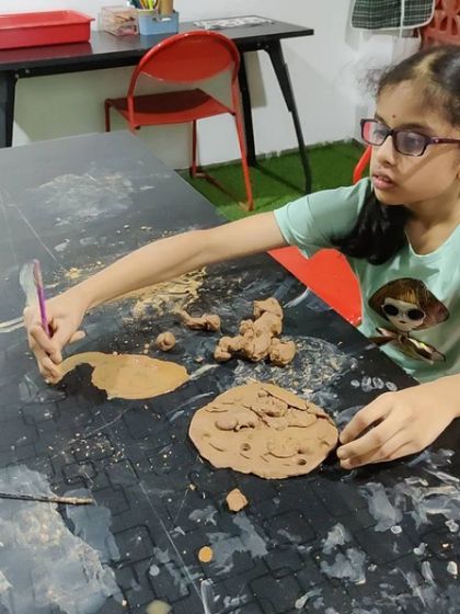 Who says you can't paint with clay? We love getting messy and exploring different textures and sensory experiences in our special education sessions.