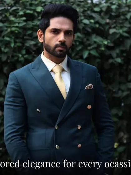 Actor Ankit Bathla looks dapper in a custom double-breasted suit, showcasing tailored elegance that is perfect for any formal occasion.