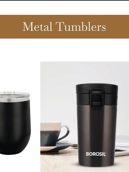 Metal tumblers are a stylish and practical gift for new employees. We can source various types, like these from Borosil, and add your company branding for a personalized touch.