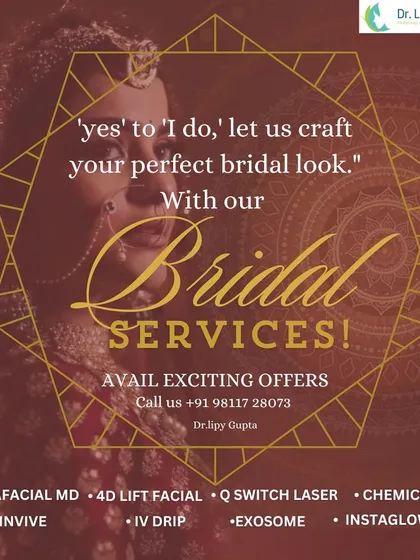 Before you say 'I do,' let us help craft your perfect bridal look. We offer a wide range of bridal services, from HydraFacial MD and 4D Lift Facials to Skinvive and Chemical Peels, all designed to give you that flawless wedding day glow.