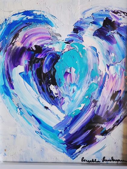 A duplicate of the hero image, this textured heart in shades of blue and purple is a powerful representation of love's unfolding journey.