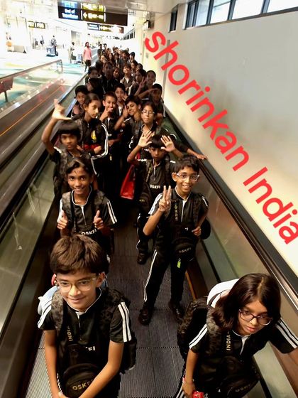 Our students on their way to Okinawa. The excitement and team spirit are clear as they embark on this incredible journey together.