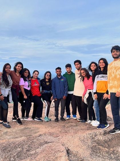 A group of young adventurers who joined our Kunti Betta sunrise trek.
