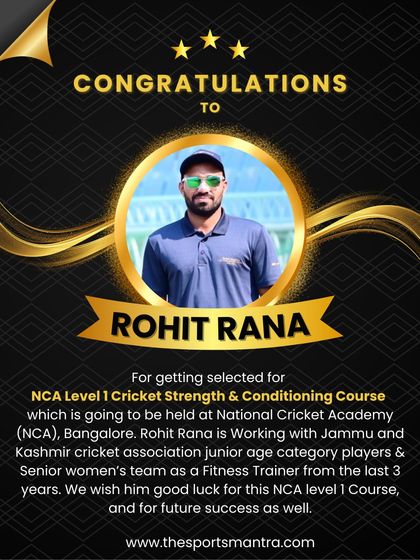 We congratulate our fitness trainer, Rohit Rana, on his selection for the NCA Level 1 Strength & Conditioning Course. Our commitment to excellence extends to our coaching staff, ensuring our players learn from the best.