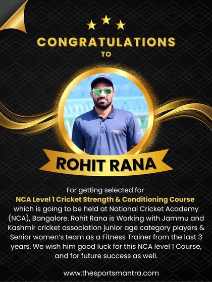 We congratulate our coach, Rohit Rana, on his selection for the NCA Level 1 Strength & Conditioning Course. His dedication as a fitness trainer for J&K cricket teams is an inspiration to us all.