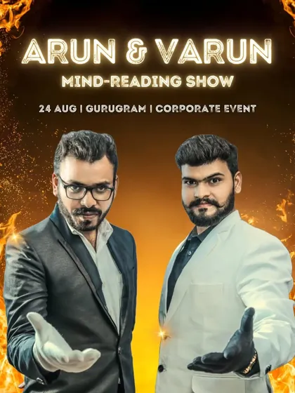 A poster for one of our corporate mind-reading shows in Gurugram. We love creating a sense of excitement and anticipation before we even step on stage.