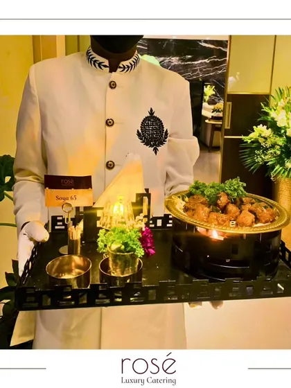 Our Soya 65 is a symphony of flavors, served elegantly on a personal platter with a candle warmer. This dish is a perfect example of how we present classic Indian appetizers with a touch of modern sophistication.