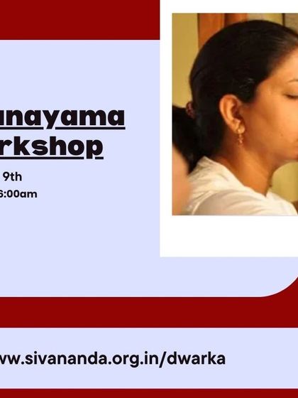 A poster for our Pranayama Workshop. These sessions are designed to teach you how to use your breath as a powerful tool for managing your mood and vital energy.