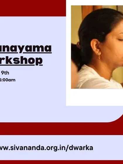 A poster for our Pranayama Workshop. These sessions are designed to teach you how to use your breath as a powerful tool for managing your mood and vital energy.