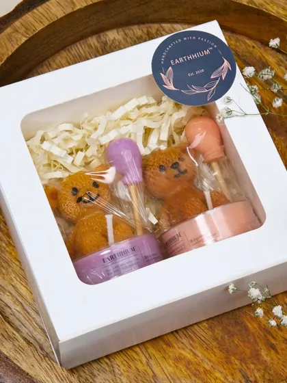 A gift box set of my teddy bear tea light candles, ready to bring a smile to someone's face.