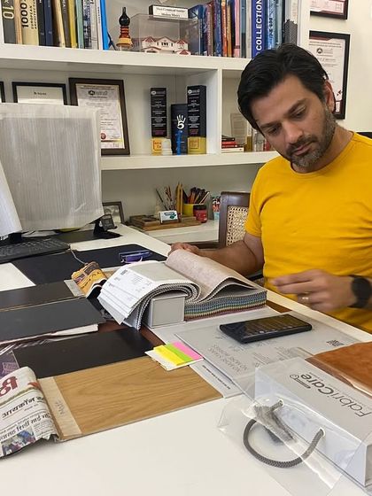 A photo from a busy workday at the desk, deep in the process of ideating and strategizing for a new project.