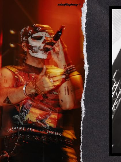 A motion-blur photo of Talwiinder, his skull mask and tattoos creating a ghostly trail of movement. This is a great example of using slow-shutter photography to capture energy.