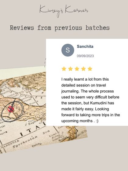 Love traveling? Then you'll love my travel journaling workshop. I'll teach you how to master the art of documenting your adventures, from creative techniques to personalized layouts.