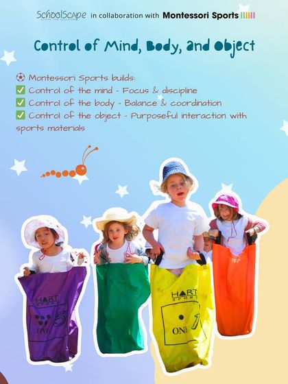 Montessori Sports builds control of the mind, body, and object. It develops focus, balance, and purposeful interaction with sports materials.