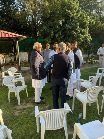 Listening intently to former Haryana CM Chaudhary Bhupinder Singh Hooda during a meeting in Chandigarh. His experience and guidance are a source of great strength.