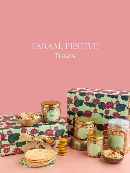 An overview of my Faraal Festive Treats box. It's a curated collection of pure, satvik, and flavourful snacks suitable for fasting during the month of Shravan.