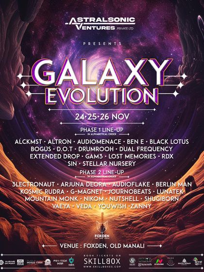 The phase-wise lineup announcement for Galaxy Evolution, showing how we build hype by revealing artists in stages for our major festivals.