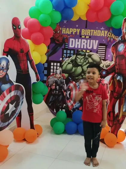 The birthday boy enjoying his awesome Avengers themed party. Seeing our young clients this happy is the best reward for our event planning work.