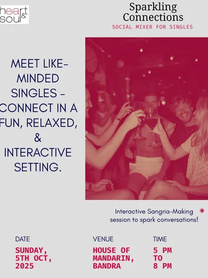 The goal is simple: meet like-minded singles in a fun, relaxed, and interactive setting. This poster for our Sangria-making event captures that promise perfectly.