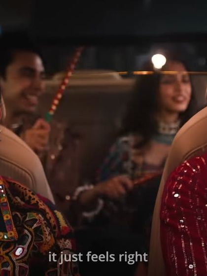 A scene from the Honda ad celebrating Navratri. I styled the cast in vibrant, traditional Gujarati attire like Kedia tops and Ghagra Cholis with authentic jewelry.