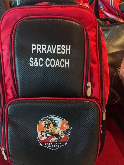 My personalized S&C Coach backpack for the East Delhi Riders. It's the small details that create a professional team environment.
